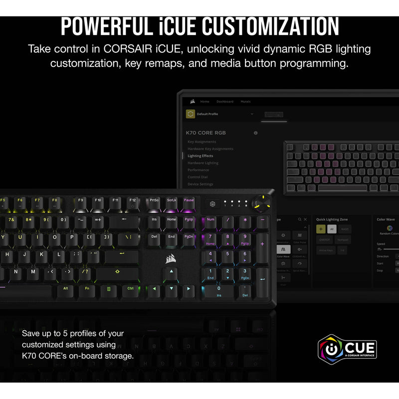 Corsair K70 CORE RGB Full Size Mechanical Gaming Keyboard (Black)