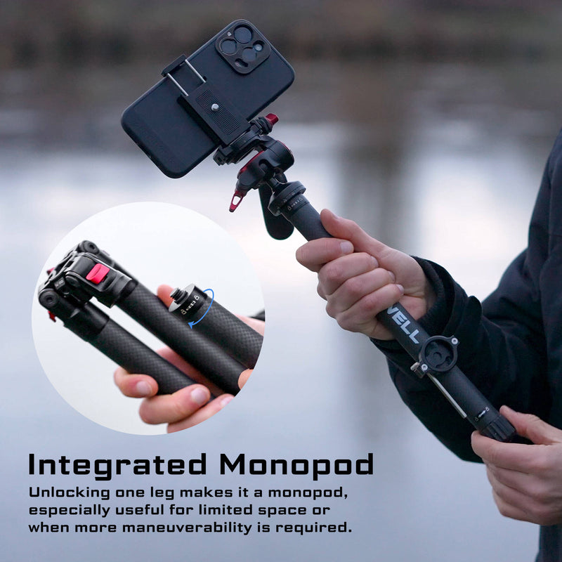 Freewell FW-T1 Carbon Fiber Real Travel Tripod with Ball Head