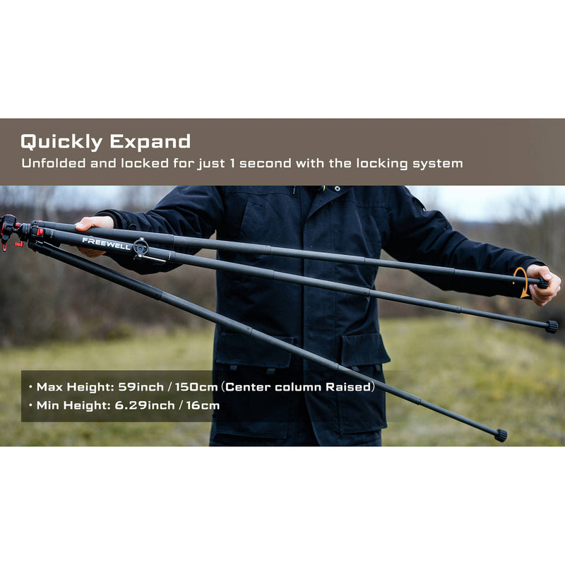 Freewell FW-T1 Carbon Fiber Real Travel Tripod with Ball Head