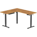 Mount-It! Large Height Adjustable L-Shaped Corner Sit-Stand Desk (Rustic Brown)