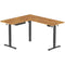 Mount-It! Large Height Adjustable L-Shaped Corner Sit-Stand Desk (Rustic Brown)