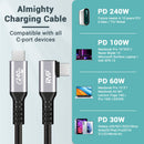 RVP+ 6' USB-C 3.2 Gen 2x2 Right-Angle Cable (Gray, 2-Pack)