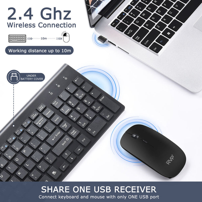 RVP+ Wireless Ultra Slim Keyboard and Mouse Combo (Black)