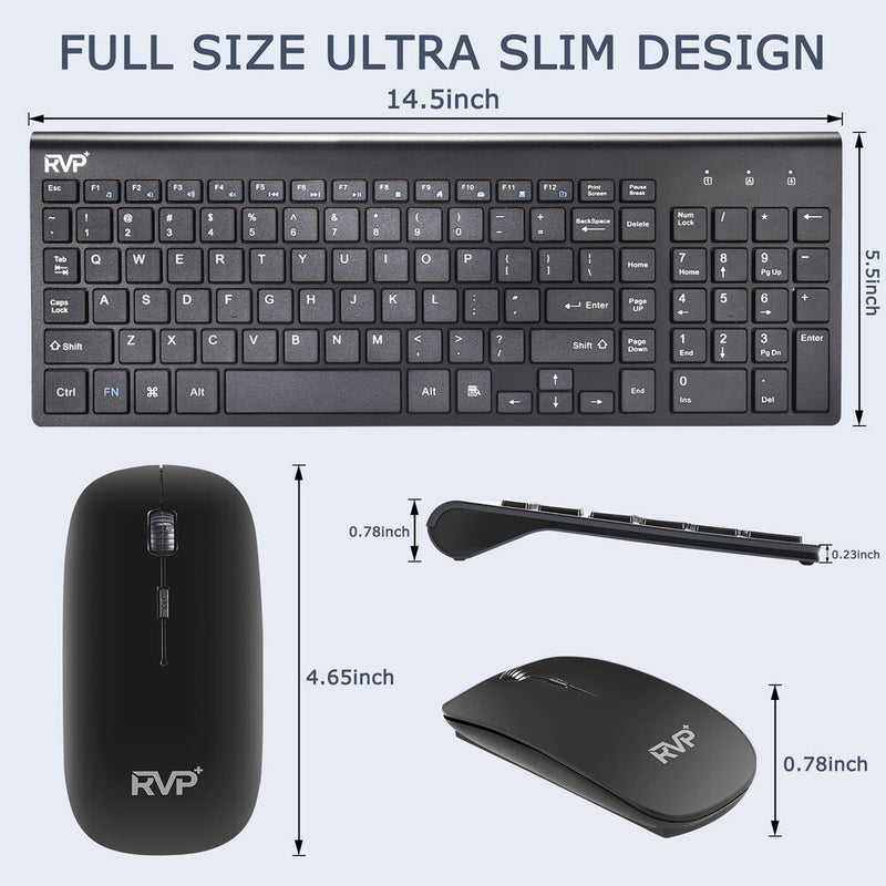 RVP+ Wireless Ultra Slim Keyboard and Mouse Combo (Black)