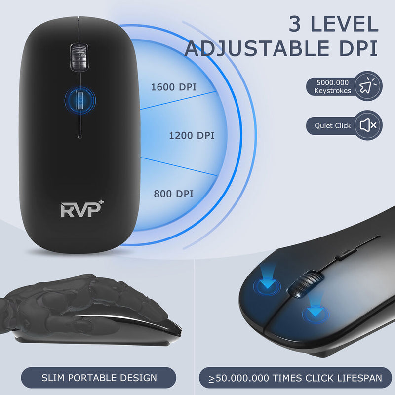 RVP+ Wireless Ultra Slim Keyboard and Mouse Combo (Black)
