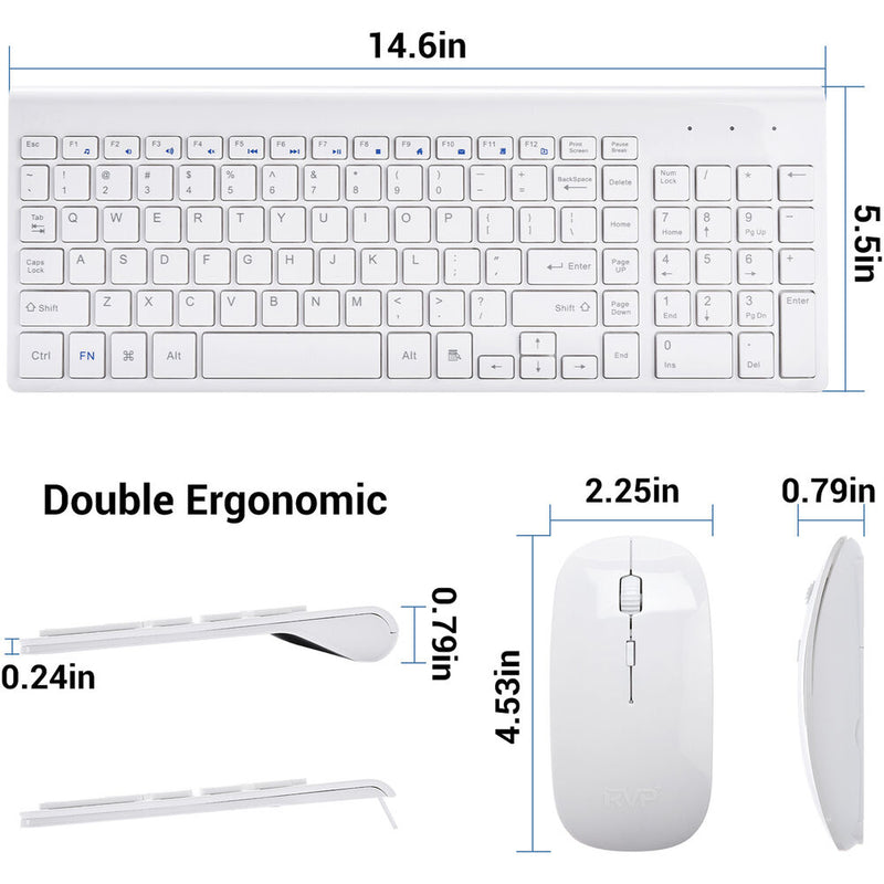 RVP+ Wireless Ultra Slim Keyboard and Mouse Combo (White)