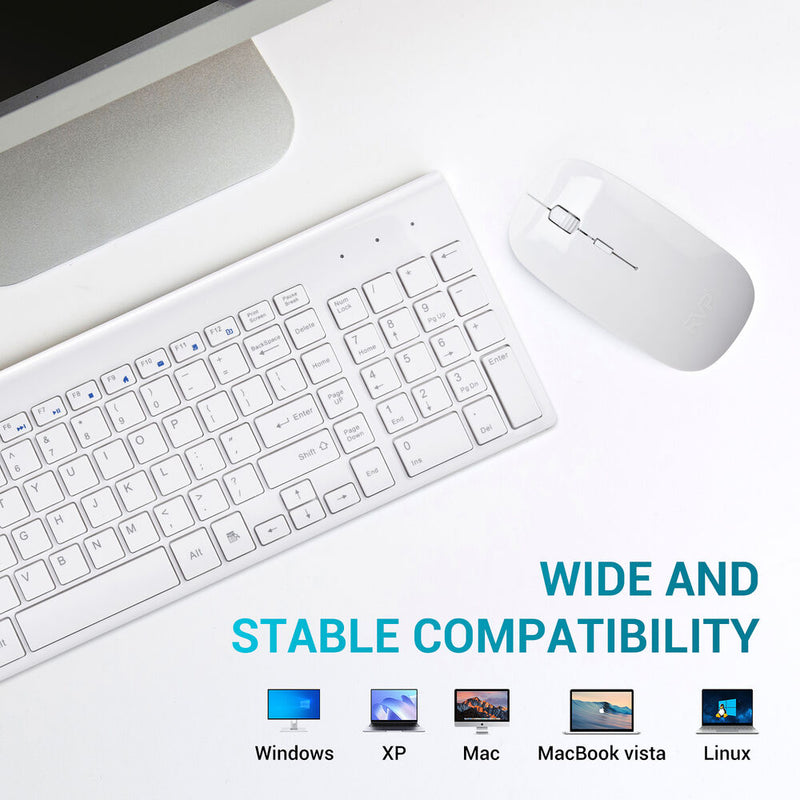 RVP+ Wireless Ultra Slim Keyboard and Mouse Combo (White)