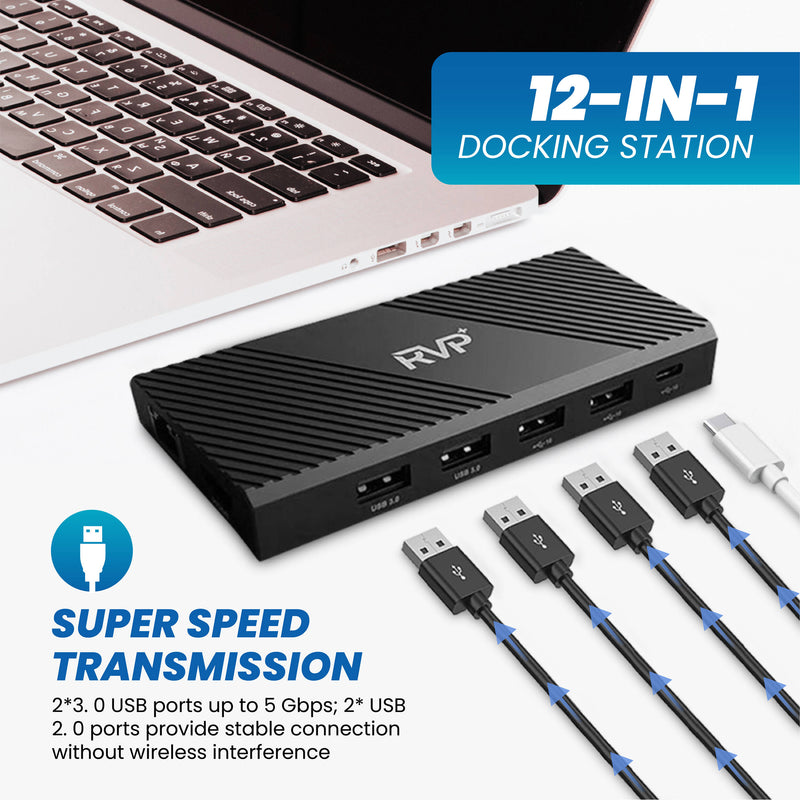 RVP+ RVP-MCY93 12-in-1 USB-C 3.1 Gen 1 Docking Station