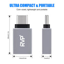 RVP+ USB-A Female to USB-C Male Adapter (5-Pack, Gray)