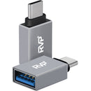 RVP+ USB-A Female to USB-C Male Adapter (5-Pack, Gray)