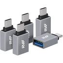 RVP+ USB-A Female to USB-C Male Adapter (5-Pack, Gray)