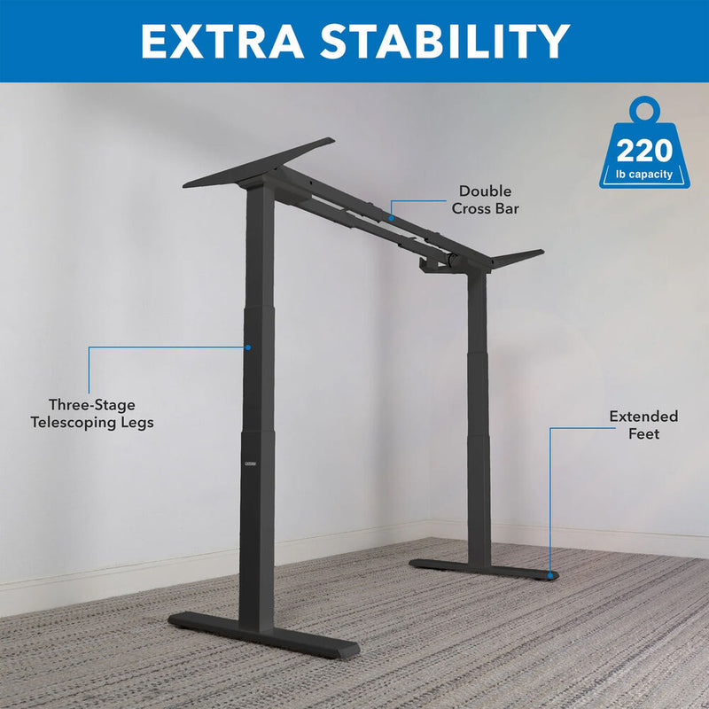 Mount-It! Dual-Motor Three-Sage Electric Standing Desk Frame (Black)