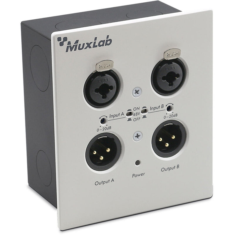 MuxLab Dante 2-Channel XLR Wall Plate (White)