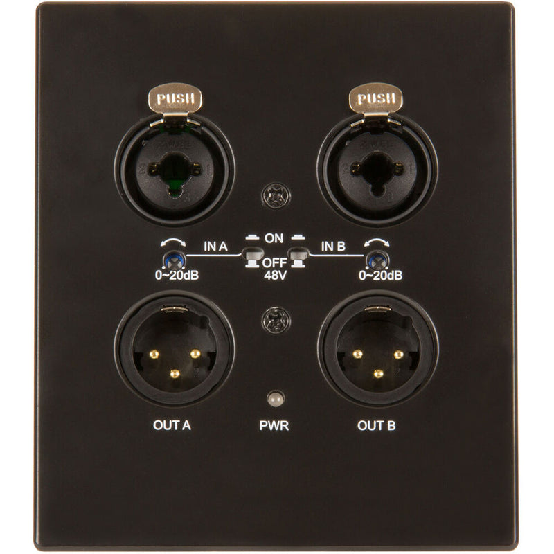 MuxLab Dante 2-Channel XLR Wall Plate (Black)