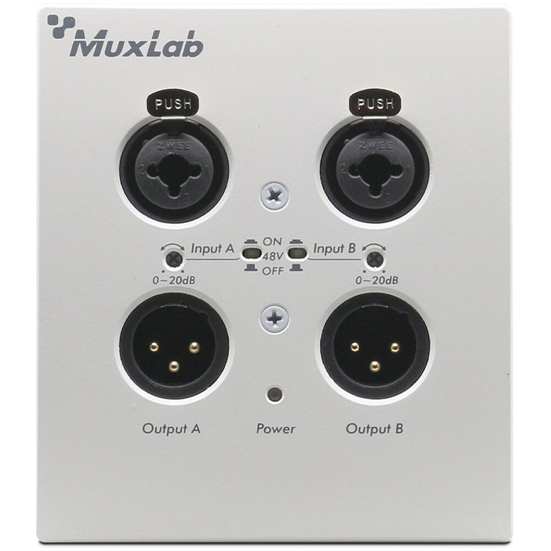 MuxLab Dante 2-Channel XLR Wall Plate (White)