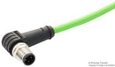 METZ CONNECT 142M2X90020 Sensor Cable, X-Code, Cat6a, 90&deg; M12 Plug, Free End, 8 Positions, 2 m, 6.6 ft