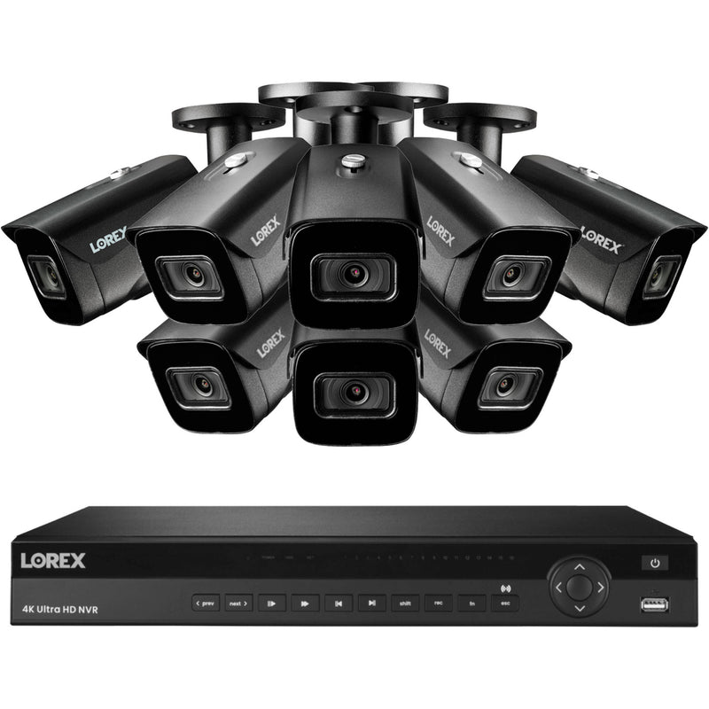 Lorex Pro Series N884A64B 16-Channel 4K UHD NVR with 4TB HDD with Eight LNB9242B Bullet Cameras (Black)