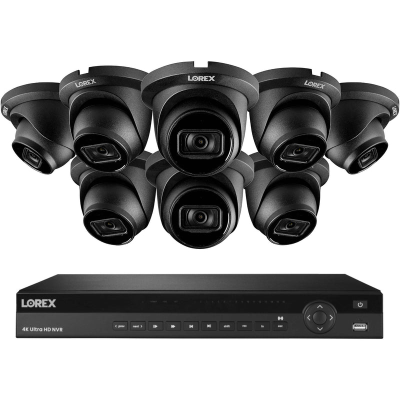 Lorex Pro Series N884A64B 16-Channel 4K UHD NVR with 4TB HDD with Eight LNE9242B Dome Cameras (Black)