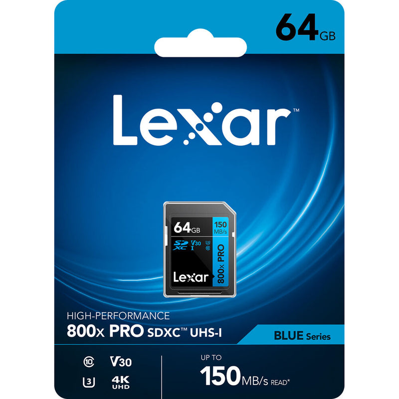 Lexar 64GB High-Performance 800x PRO UHS-I SDXC Memory Card (BLUE Series)