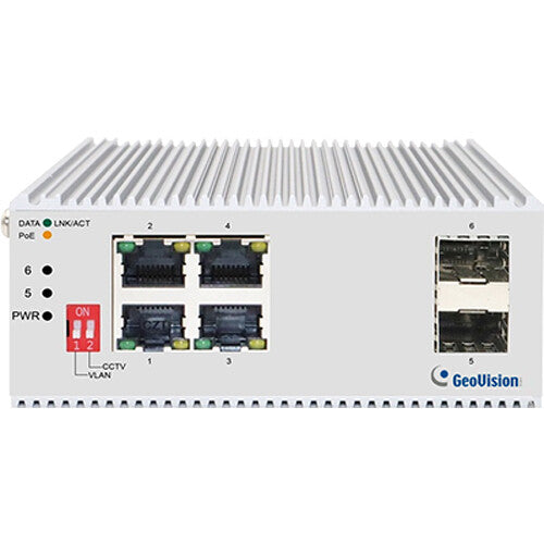 GEOVISION GV-APOE0410-E 4-Port Gigabit PoE+ Compliant Industrial Unmanaged Switch