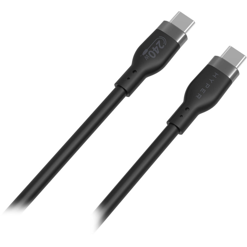 HYPER USB-C 2.0 Male Silicone 240W Charging Cable (6.6', Black)