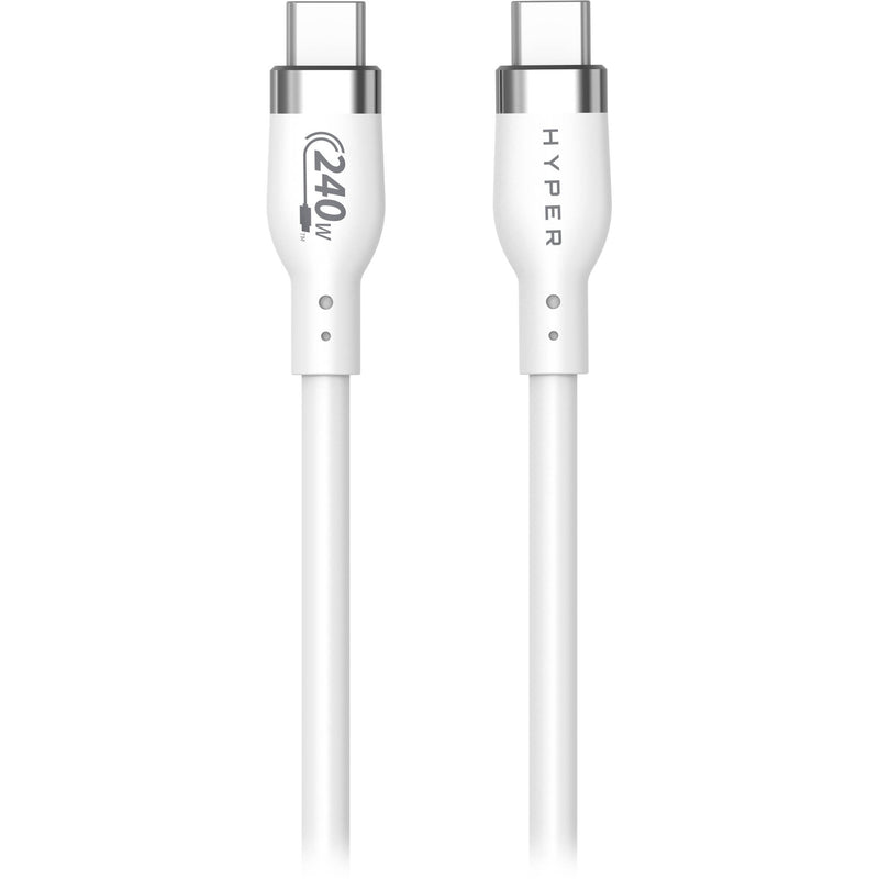 HYPER USB-C 2.0 Male Silicone 240W Charging Cable (6.6', White)