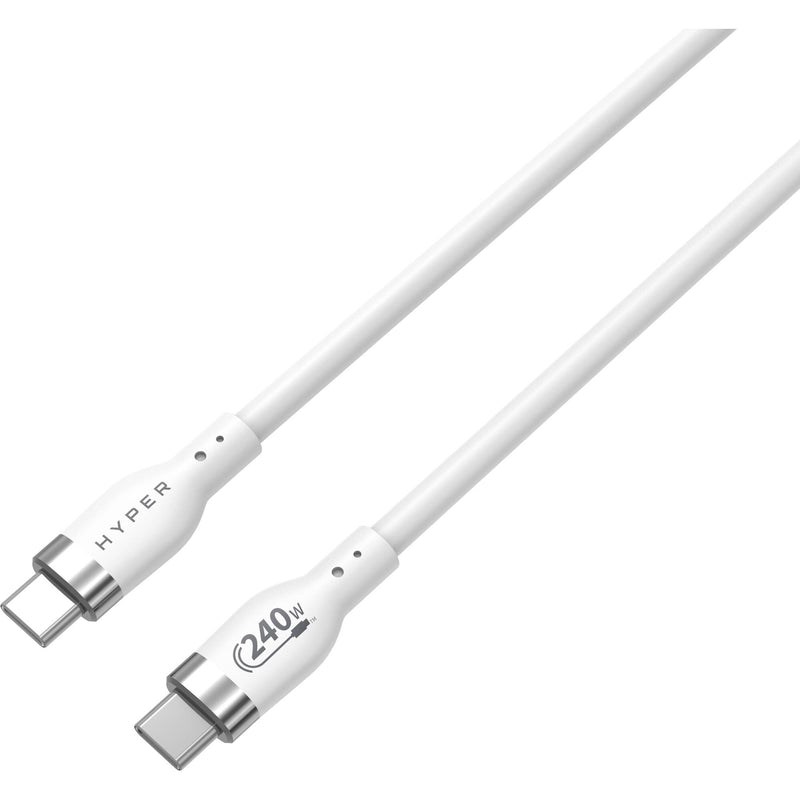 HYPER USB-C 2.0 Male Silicone 240W Charging Cable (6.6', White)