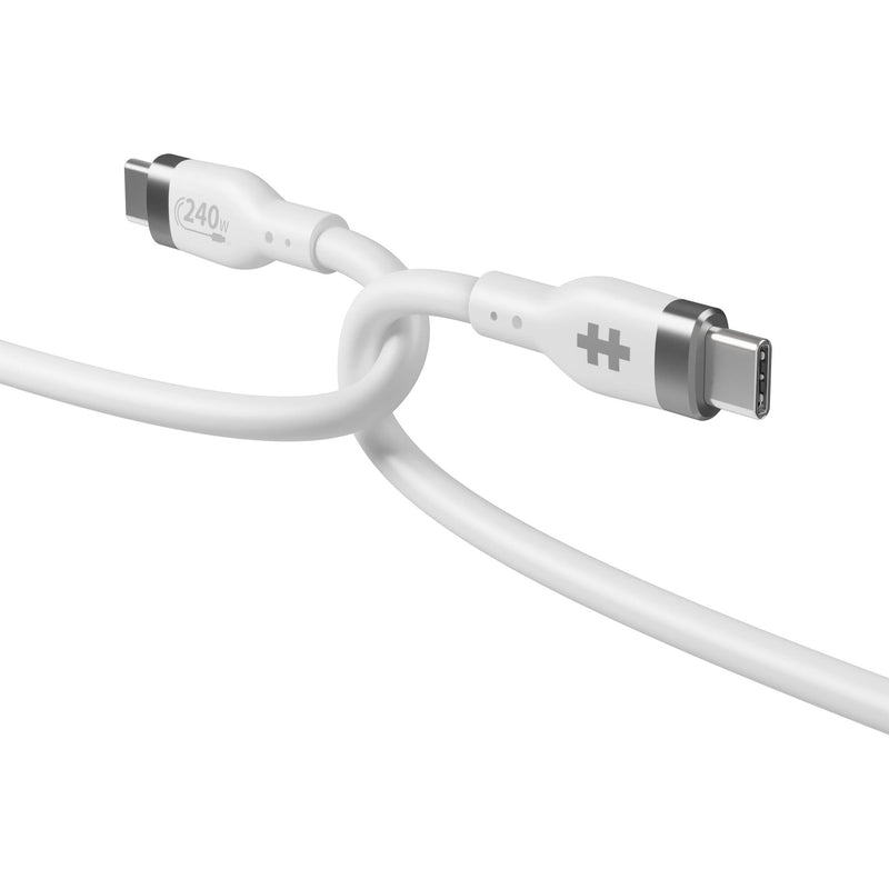 HYPER USB-C 2.0 Male Silicone 240W Charging Cable (6.6', White)