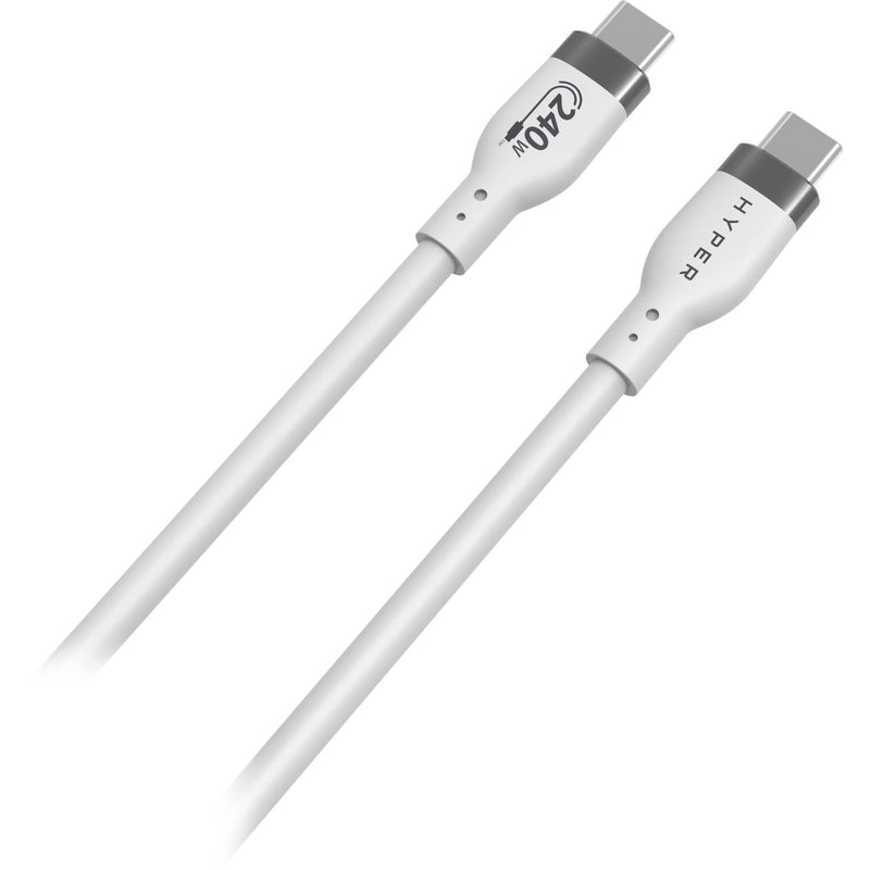 HYPER USB-C 2.0 Male Silicone 240W Charging Cable (6.6', White)