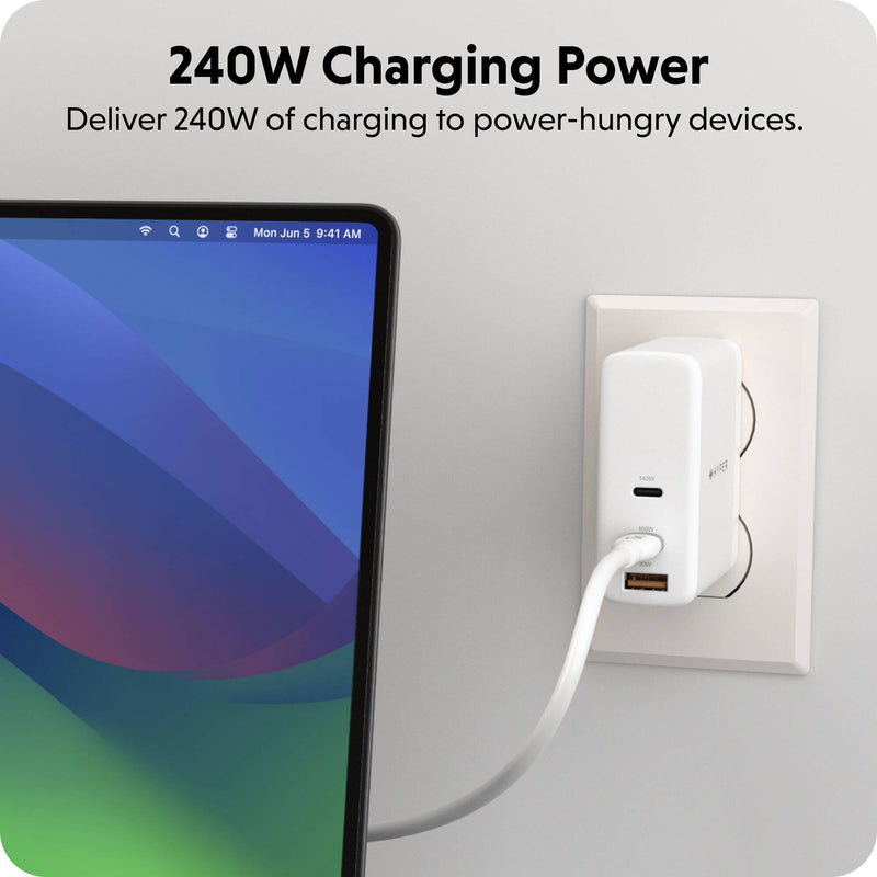 HYPER USB-C 2.0 Male Silicone 240W Charging Cable (3.3', White)