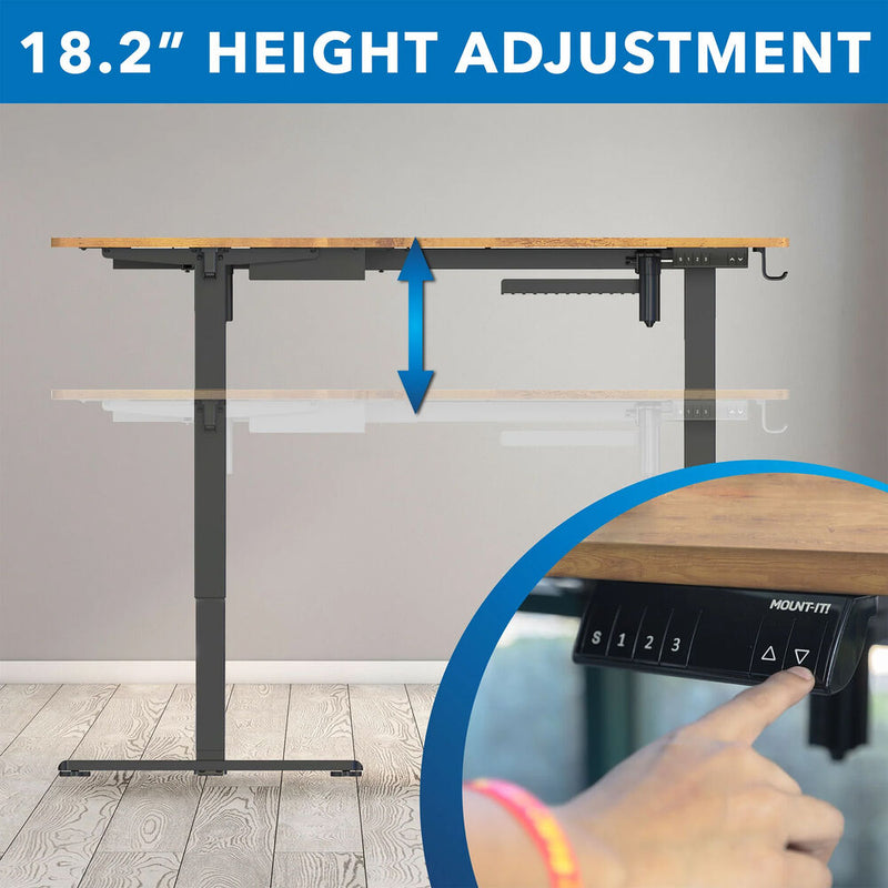 Mount-It! Large Height Adjustable L-Shaped Corner Sit-Stand Desk (Rustic Brown)