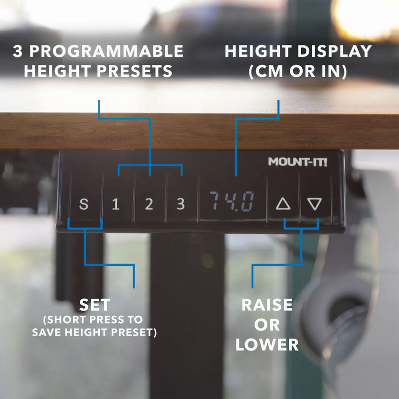 Mount-It! Large Height Adjustable L-Shaped Corner Sit-Stand Desk (Rustic Brown)