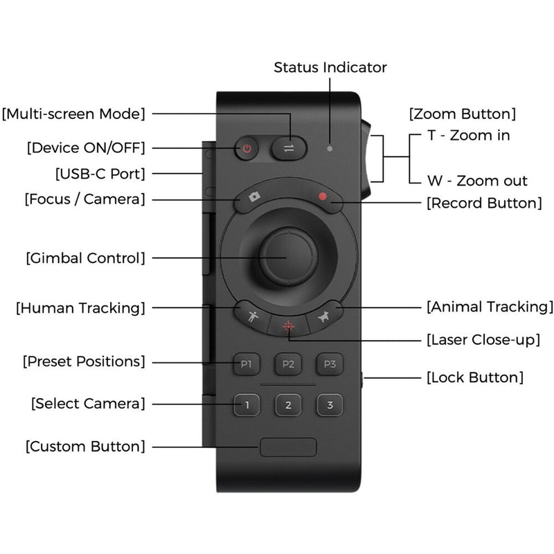OBSBOT Smart Remote Controller with USB Charging Cable for Tail Air PTZ Camera