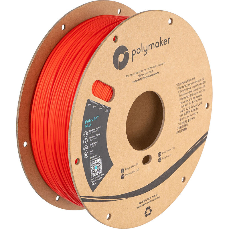 Polymaker 2.85mm PolyLite PLA Filament (1kg, Red)