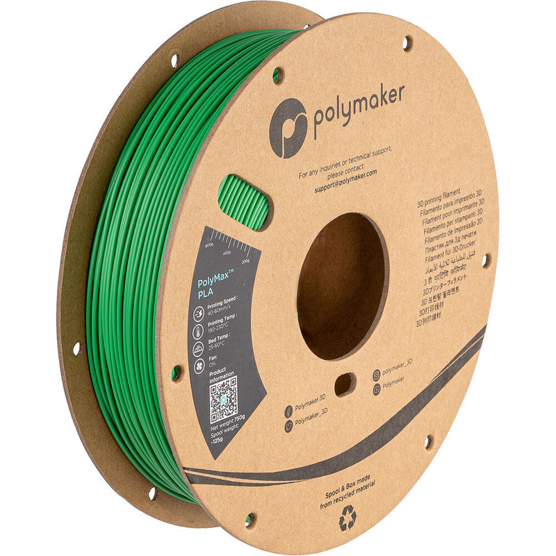 Polymaker 1.75mm PolyMax PLA Filament (750g, Green)