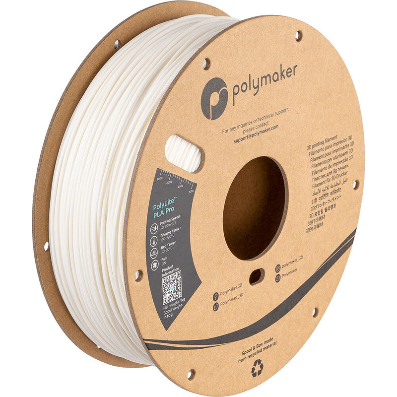 Polymaker 2.85mm PolyLite PLA Pro Filament (1kg, White)