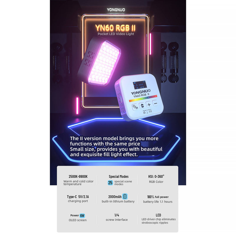 Yongnuo YN60 RGB II Pocket LED Light Panel (Black)