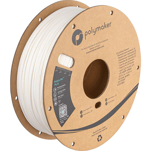 Polymaker 1.75mm PolyLite PLA Filament (3kg, White)
