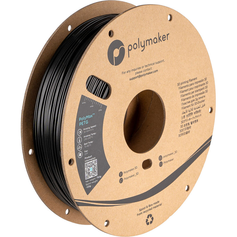 Polymaker 1.75mm PolyMax PETG Filament (750g, Black)