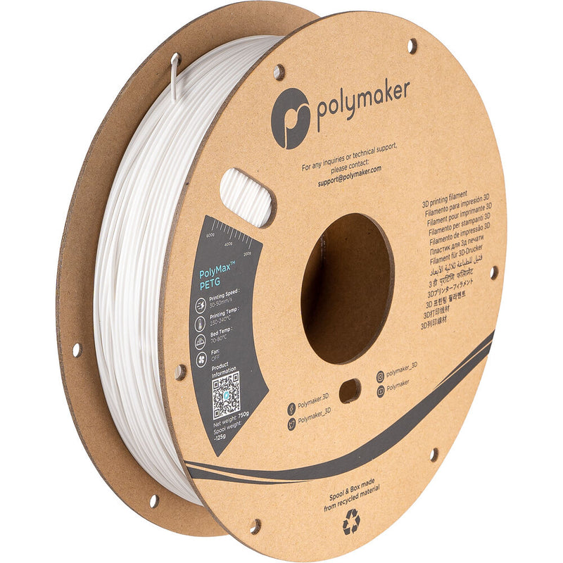 Polymaker 1.75mm PolyMax PETG Filament (750g, White)