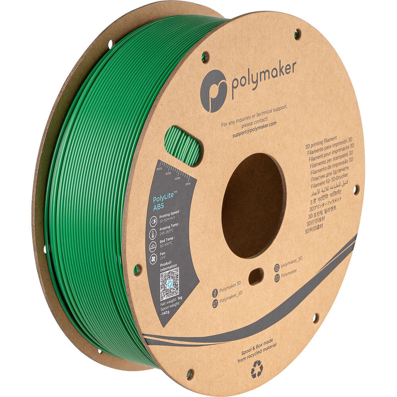 Polymaker 1.75mm PolyLite ABS Filament (1kg, Green)