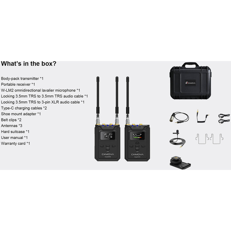 CKMOVA Vocal M V1 Wireless Bodypack Microphone/Recorder System for Cameras and Mobile Devices (535 to 585 MHz)