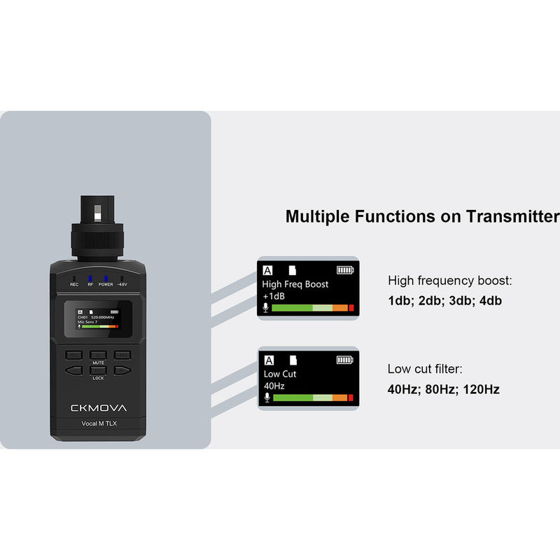 CKMOVA Vocal M V3 Wireless Plug-On Microphone/Recorder System for Cameras and Mobile Devices (535 to 585 MHz)
