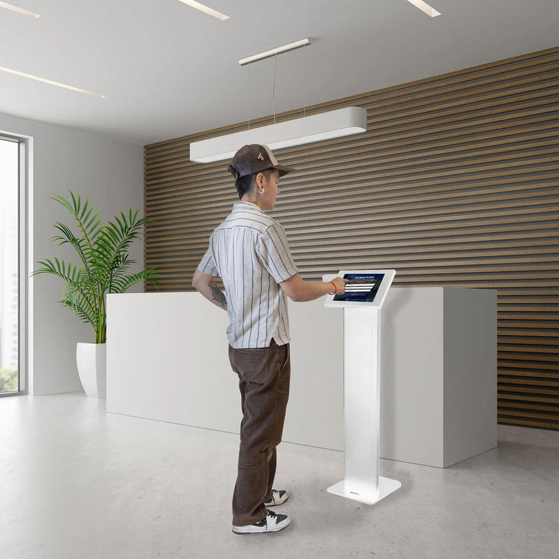 Mount-It! Anti-Theft Floor Standing Tablet Kiosk for Select iPad Models (White)