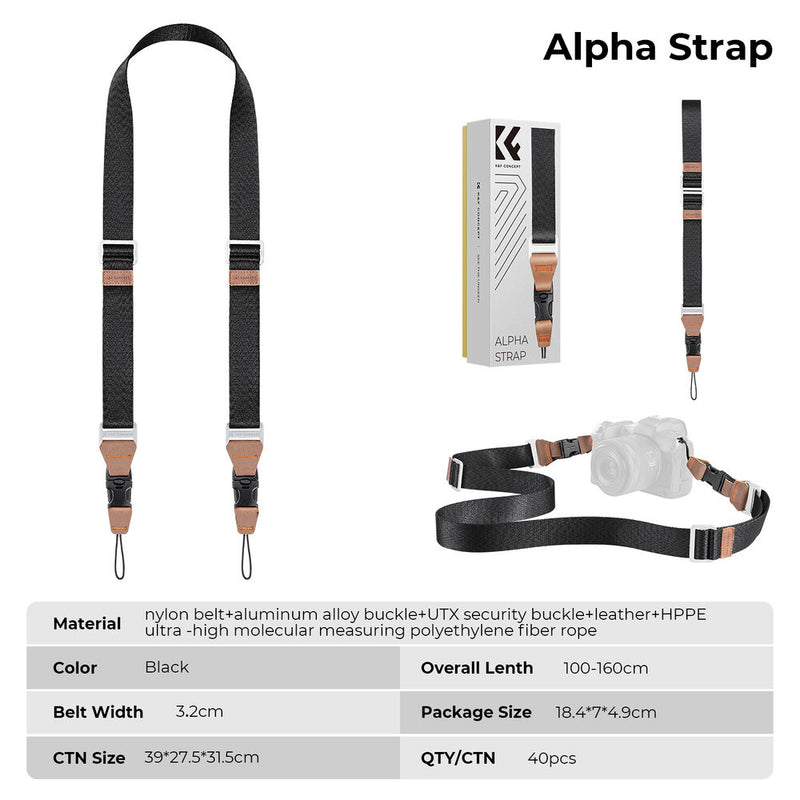 K&F Concept 32mm Camera Strap (Black)