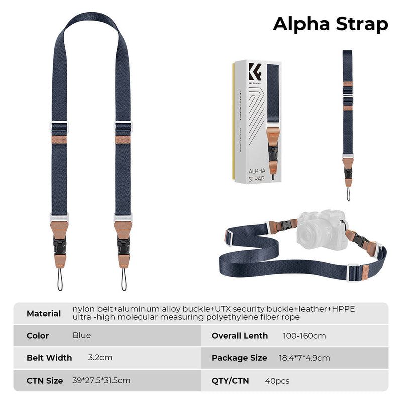 K&F Concept 32mm Camera Strap (Blue)