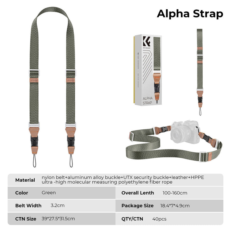 K&F Concept 32mm Camera Strap (Green)