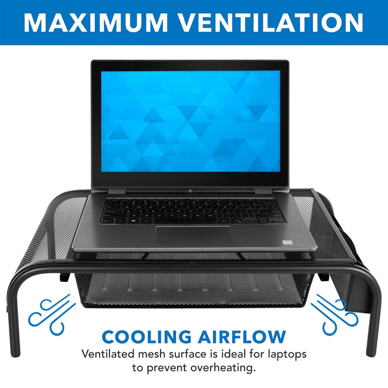 Mount-It! MI-7366 Metal Mesh Computer Monitor Stand and Riser with Pullout Drawer