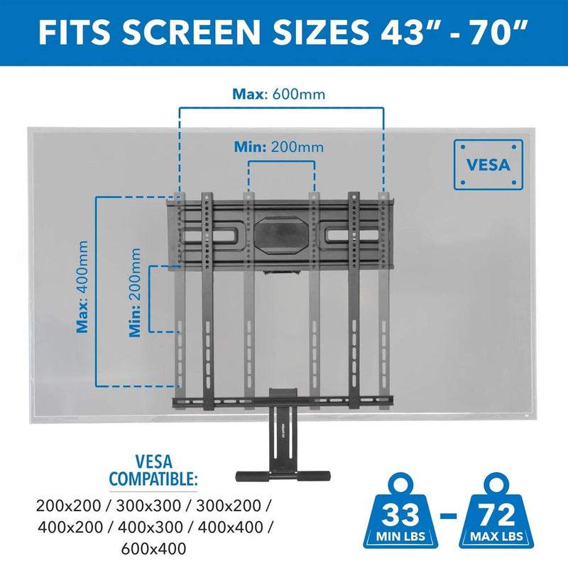 Mount-It! MI-395 Pull-Down Fireplace TV Mount with Spring Arm for 43 to 70" Displays (Black)