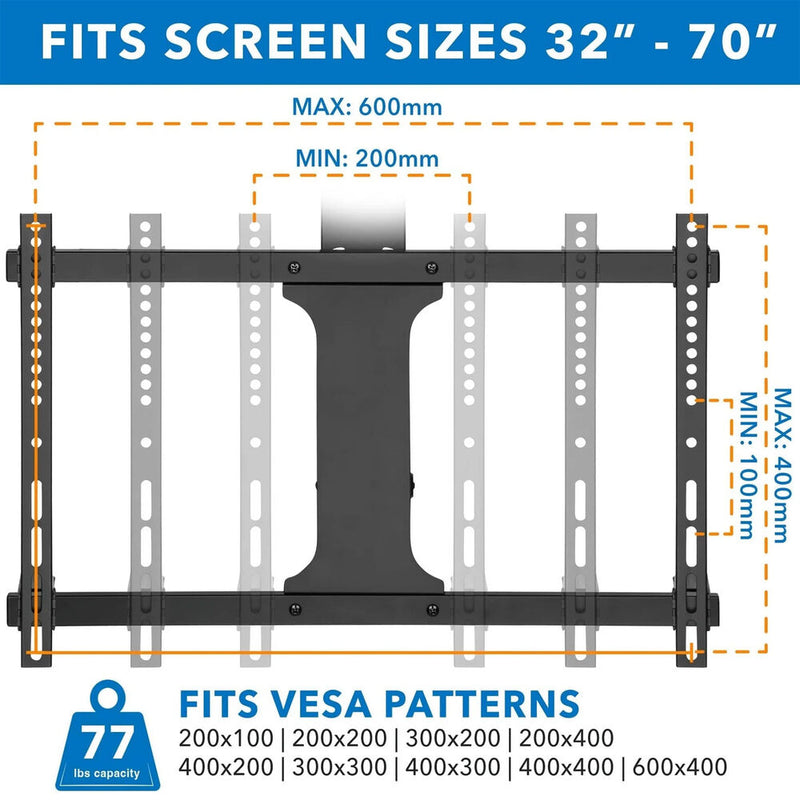 Mount-It! MI-4224 Motorized Ceiling Mount for 32 to 70" TVs (Black)